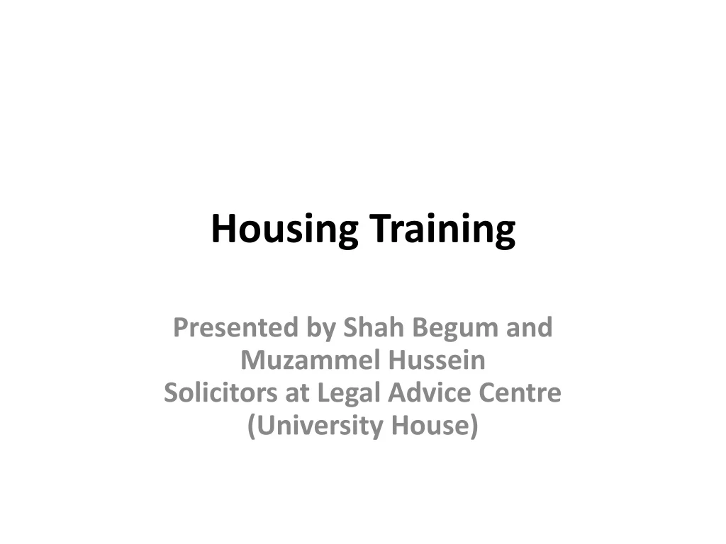 housing training