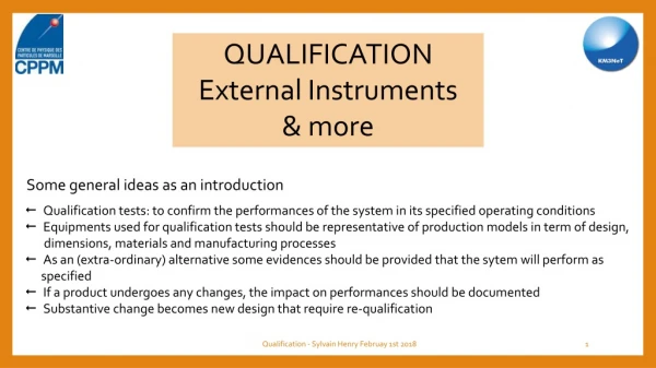 QUALIFICATION External Instruments &amp; more