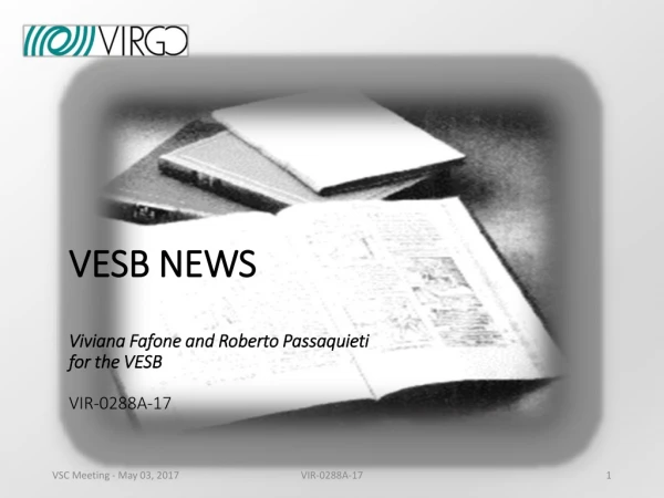 VESB NEWS Viviana Fafone and Roberto Passaquieti for the VESB VIR-0288A-17