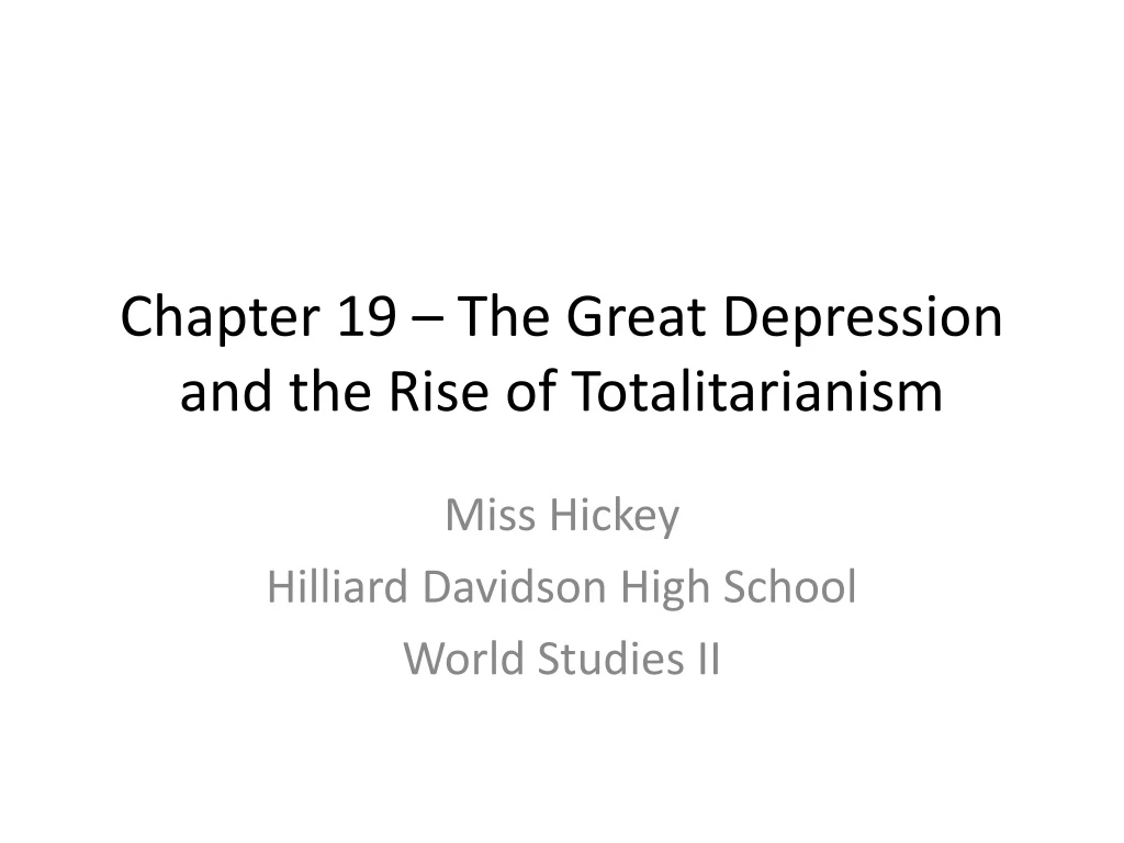 chapter 19 the great depression and the rise of totalitarianism