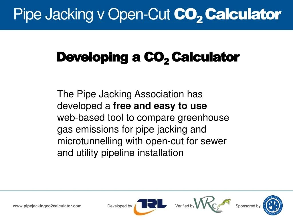 pipe jacking v open cut co 2 calculator