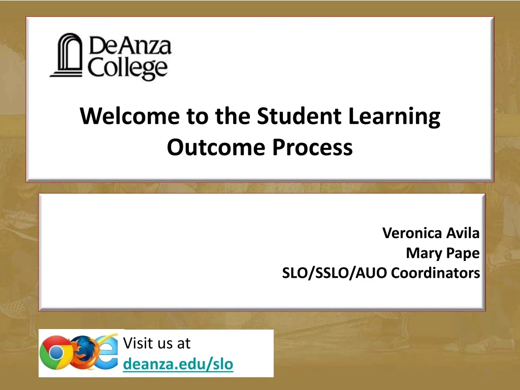 welcome to the student learning outcome process