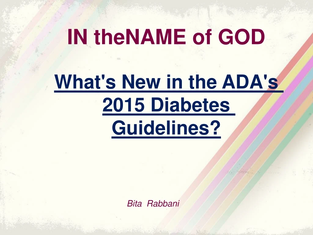 in thename of god what s new in the ada s 2015 diabetes guidelines