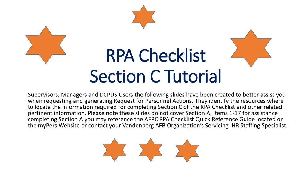 rpa checklist section c tutorial