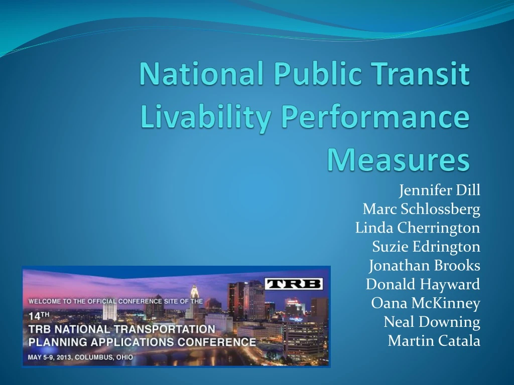 national public transit livability performance measures