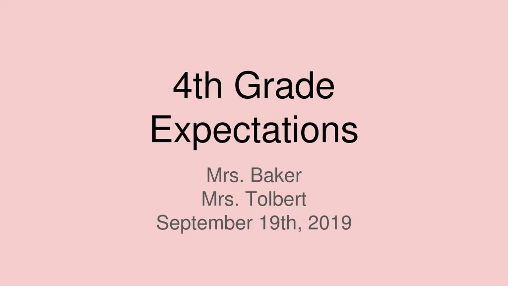 4th grade expectations