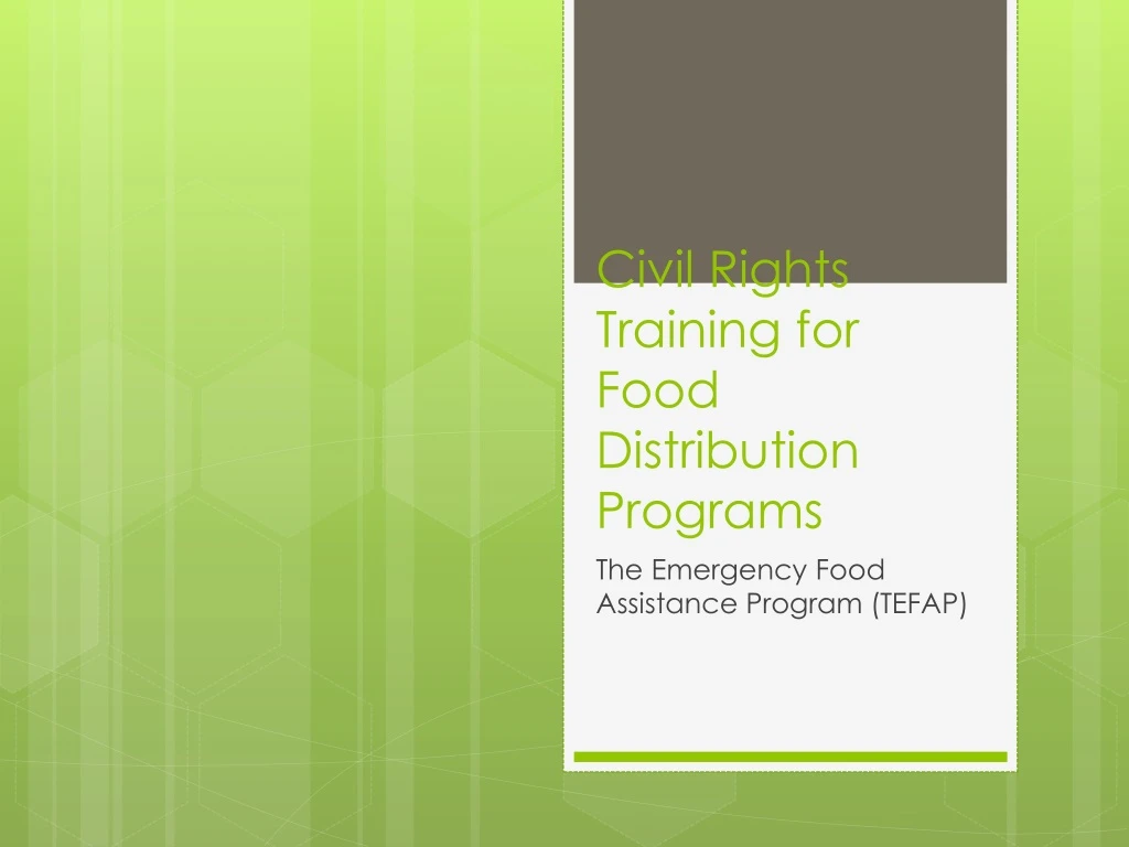 civil rights training for food distribution programs