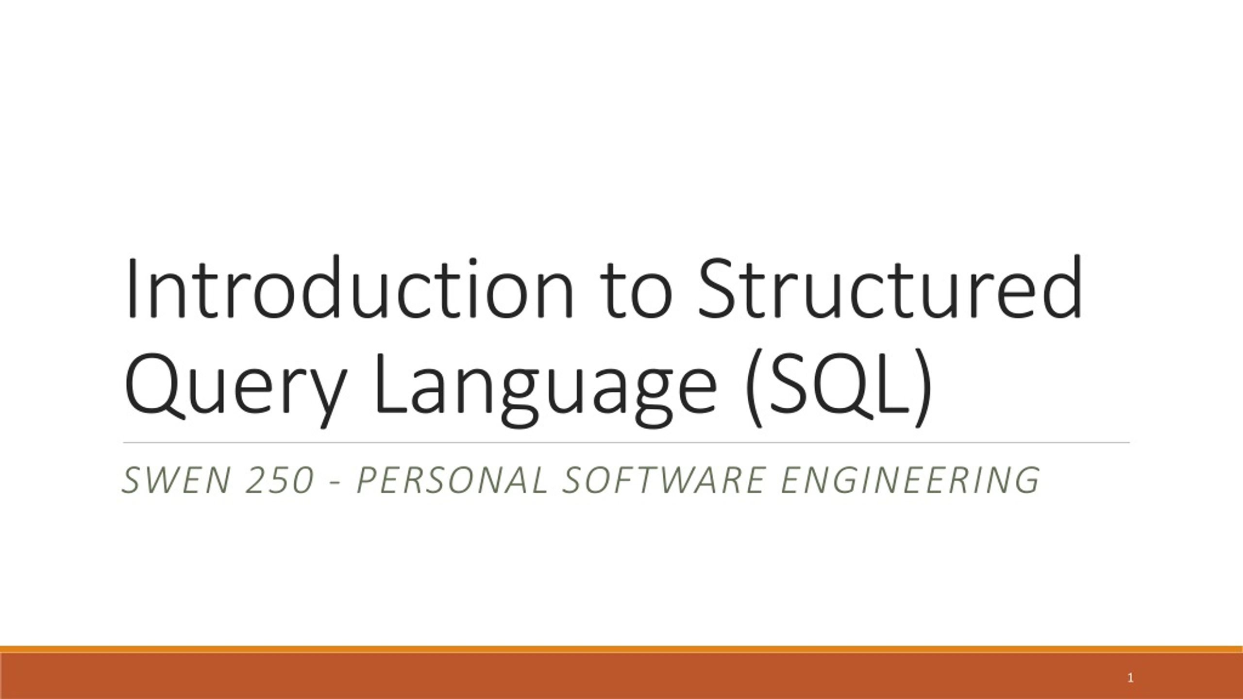Introduction to SQL: Managing Information & Data - slide 1