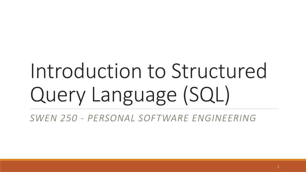 introduction to structured query language sql