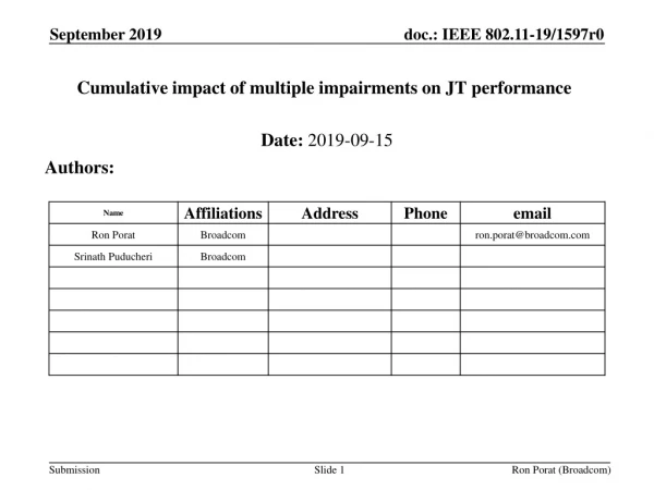 Cumulative impact of multiple impairments on JT performance