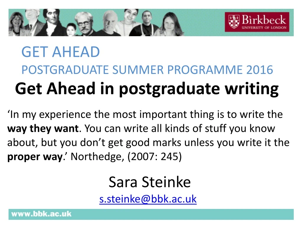 get ahead postgraduate summer programme 2016