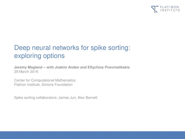 Deep neural networks for spike sorting: exploring options