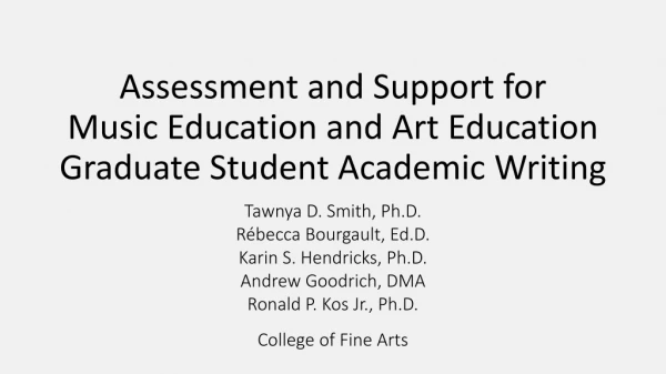 Assessment and Support for Music Education and Art Education Graduate Student Academic Writing