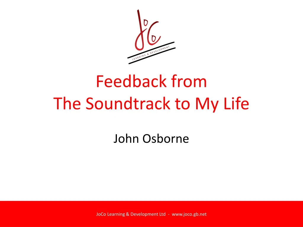 feedback from the soundtrack to my life