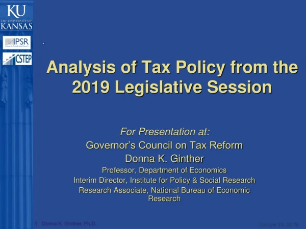 Analysis of Tax Policy from the 2019 Legislative Session