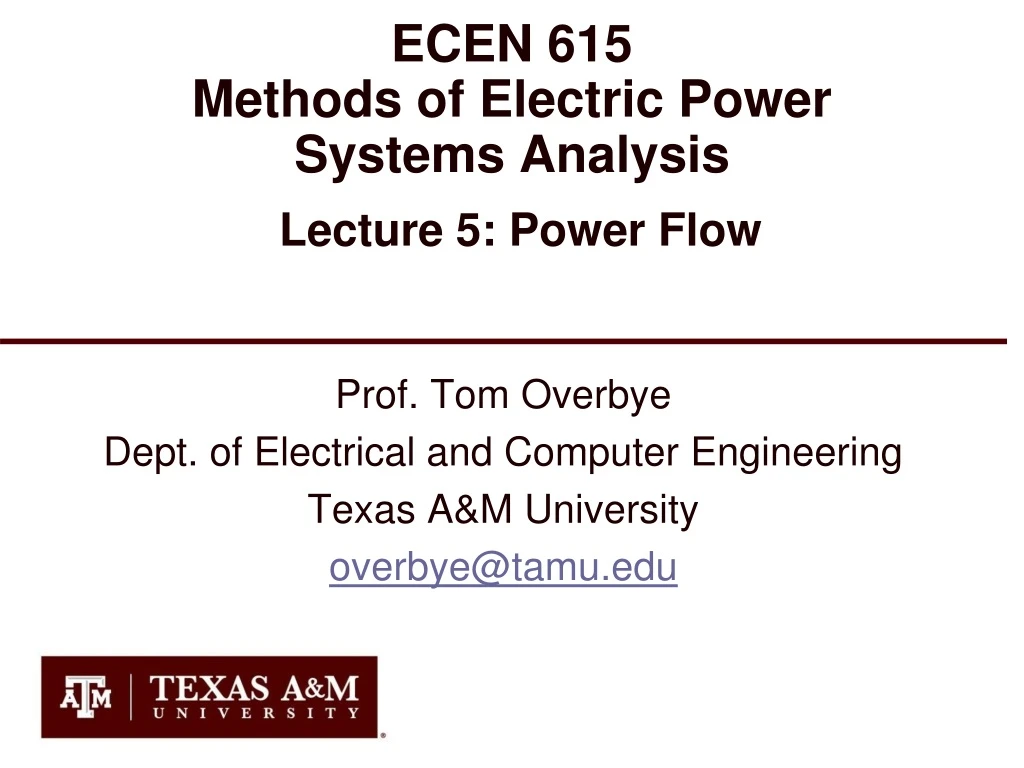 ecen 615 methods of electric power systems analysis