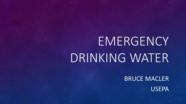 Emergency Drinking water