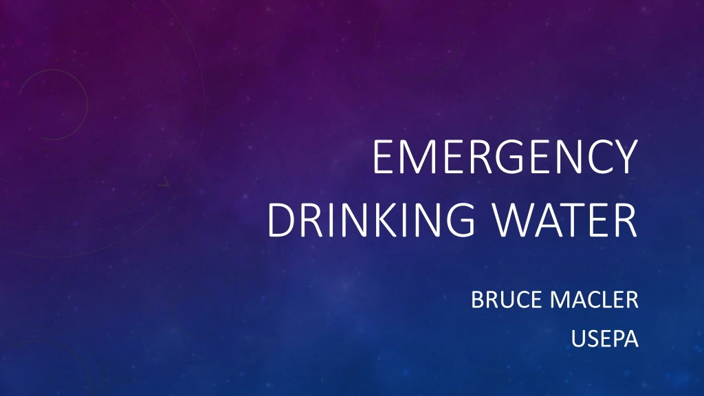 emergency drinking water