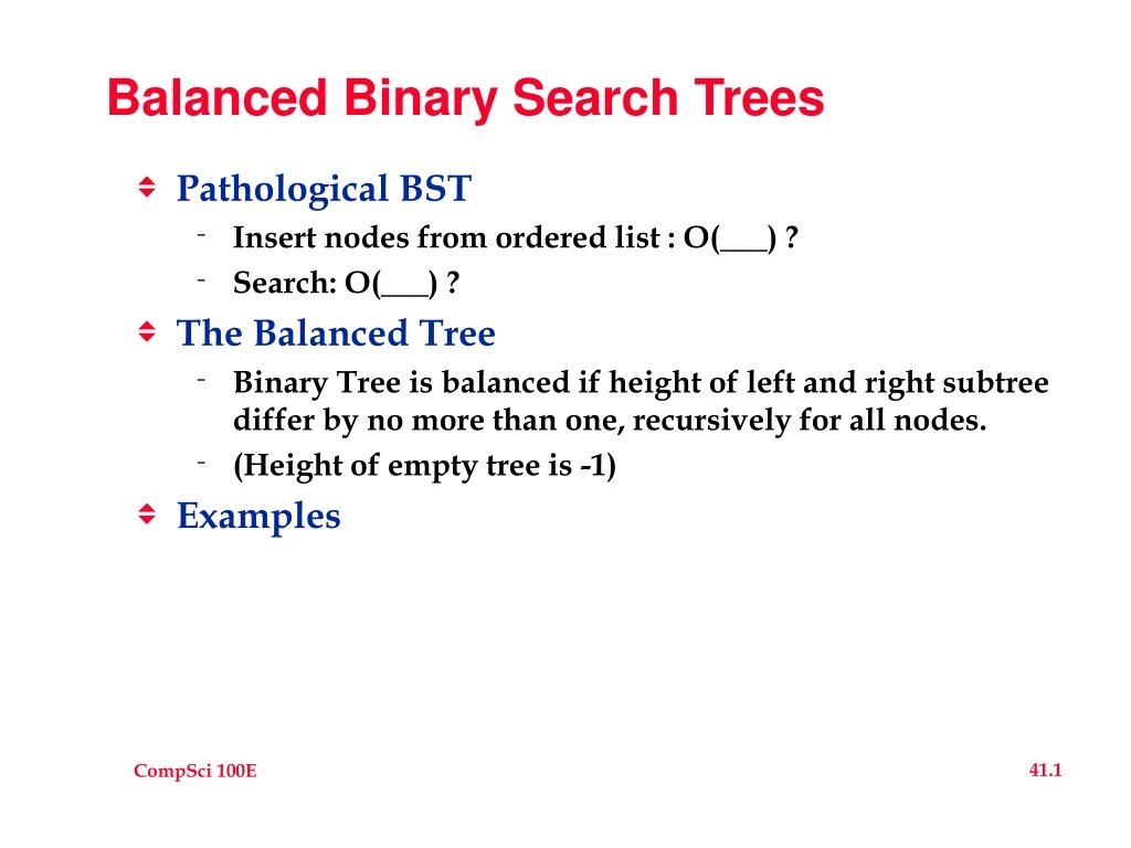 balanced binary search trees