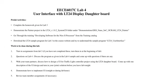 EECE6017C Lab 4 User Interface with LT24 Display Daughter board