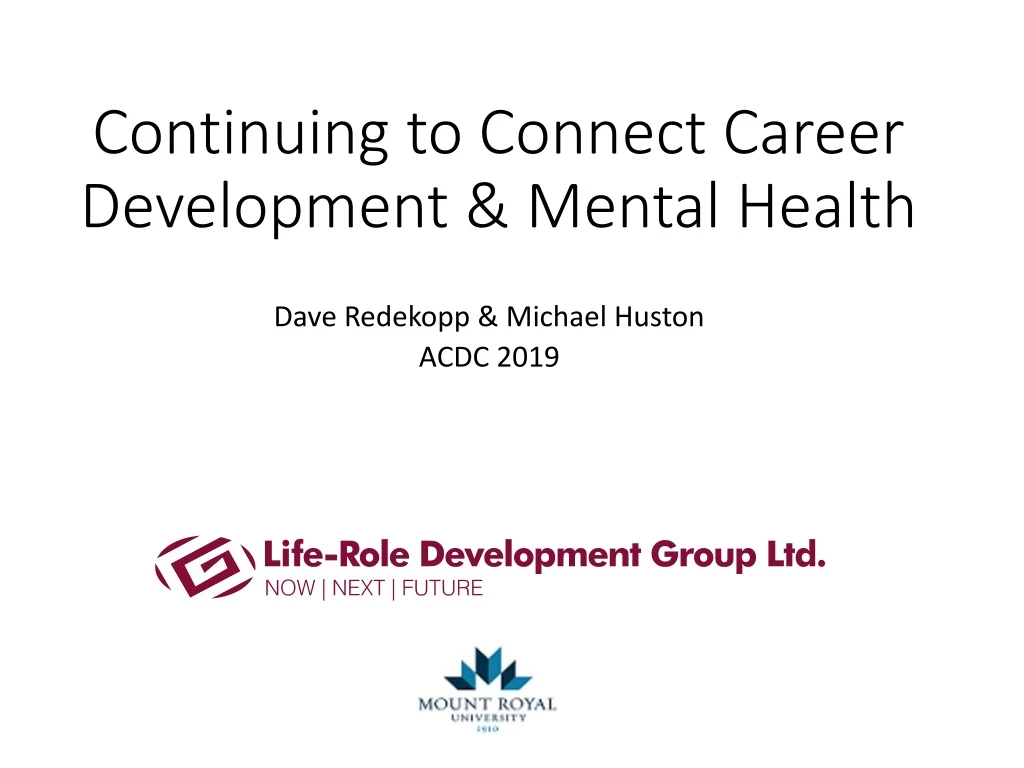 continuing to connect career development mental health