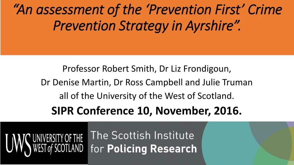 an assessment of the prevention first crime prevention strategy in ayrshire