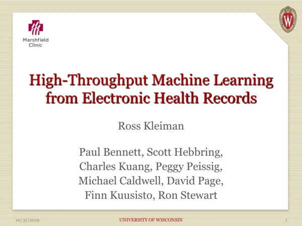 High-Throughput Machine Learning from Electronic Health Records