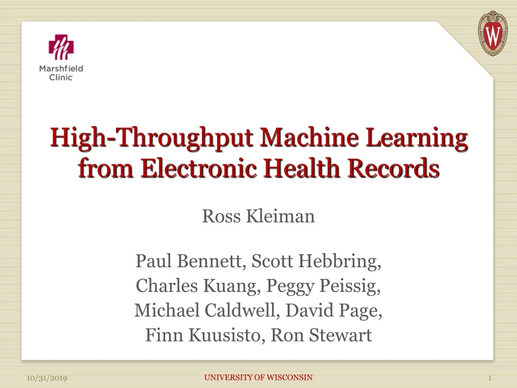 high throughput machine learning from electronic health records