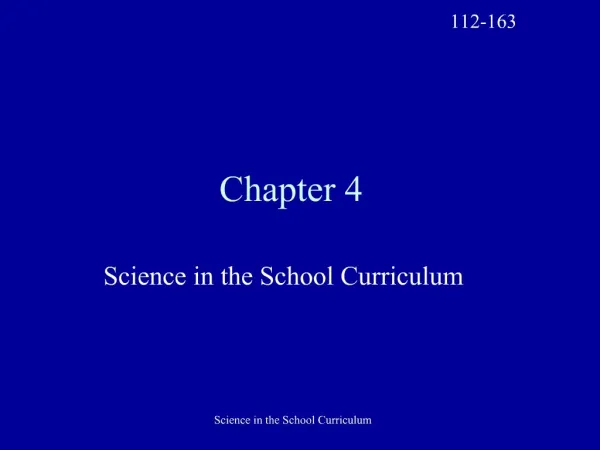 Science in the School Curriculum