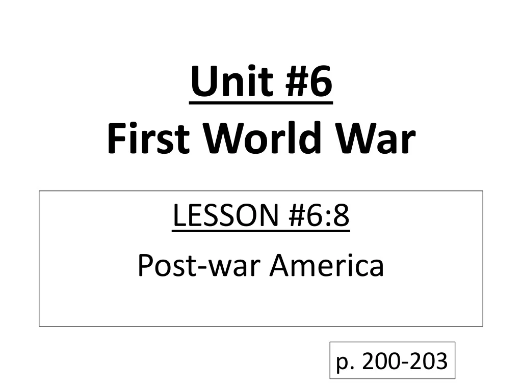 unit 6 first world war