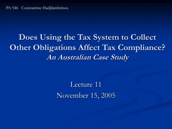 Lecture 11 November 15, 2005