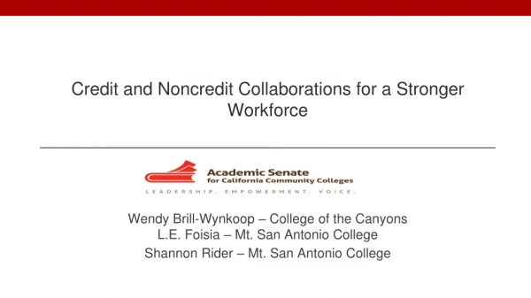 Credit and Noncredit Collaborations for a Stronger Workforce