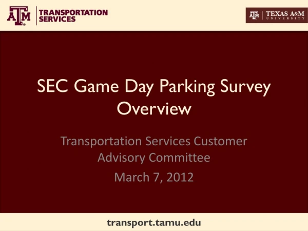 SEC Game Day Parking Survey Overview