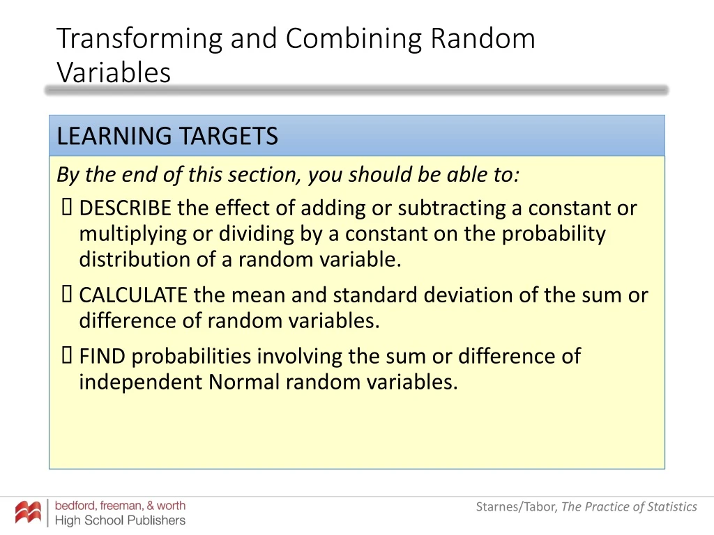 transforming and combining random variables