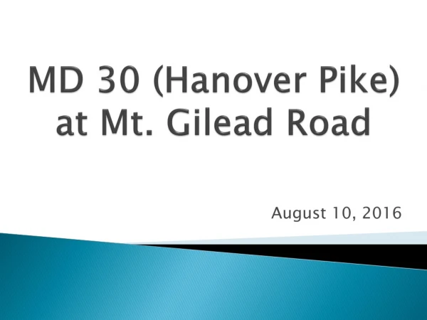 MD 30 (Hanover Pike) at Mt. Gilead Road