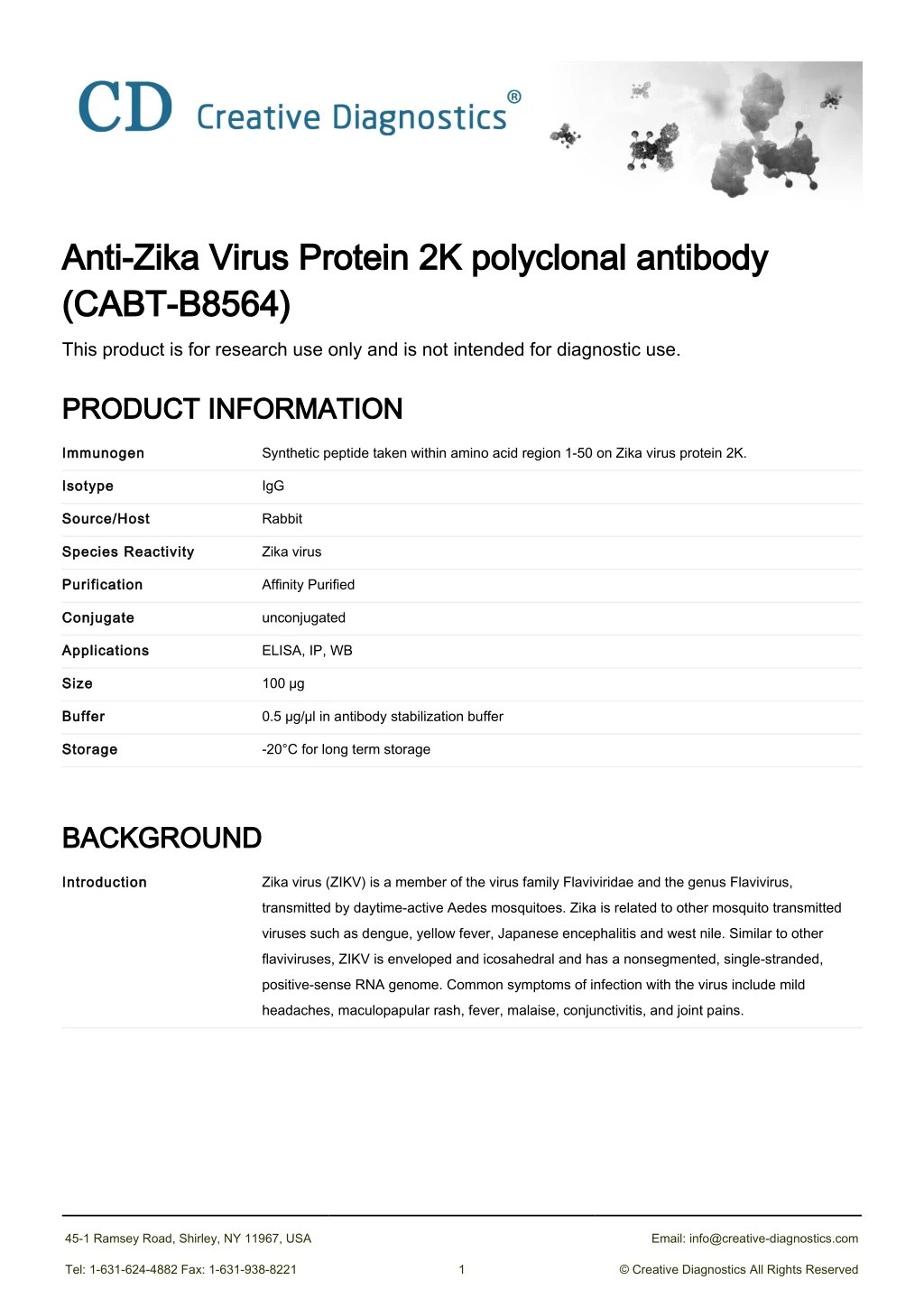 anti zika virus protein 2k polyclonal antibody
