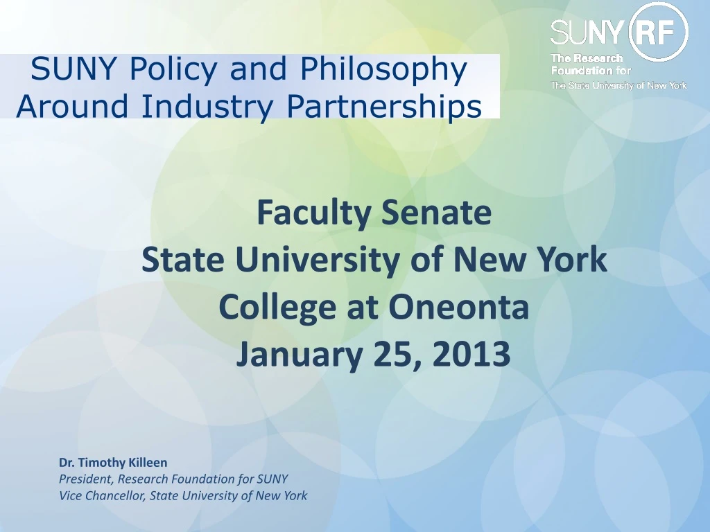 suny policy and philosophy around industry partnerships