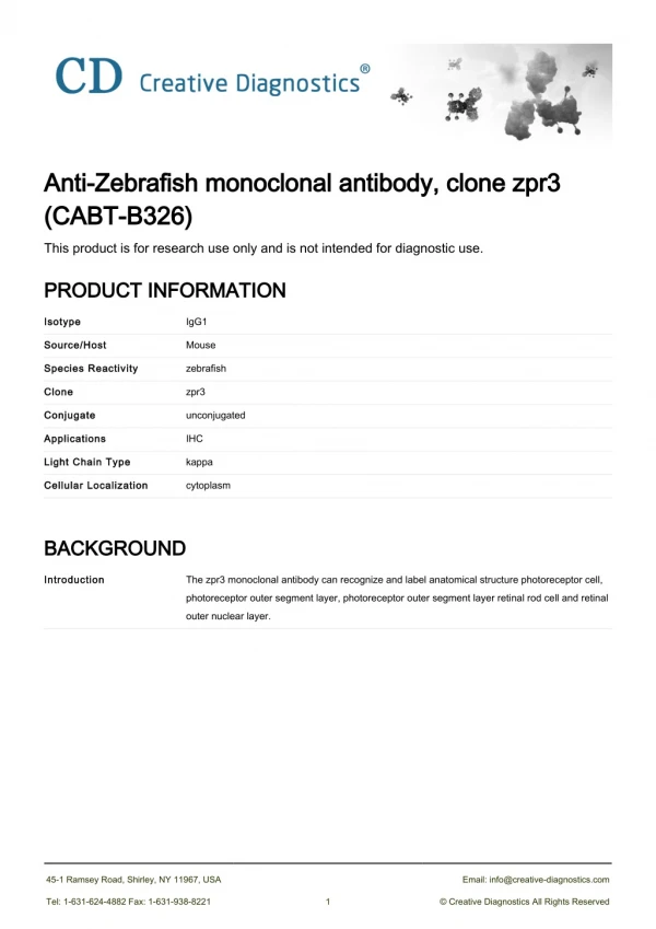 zebrafish antibodies