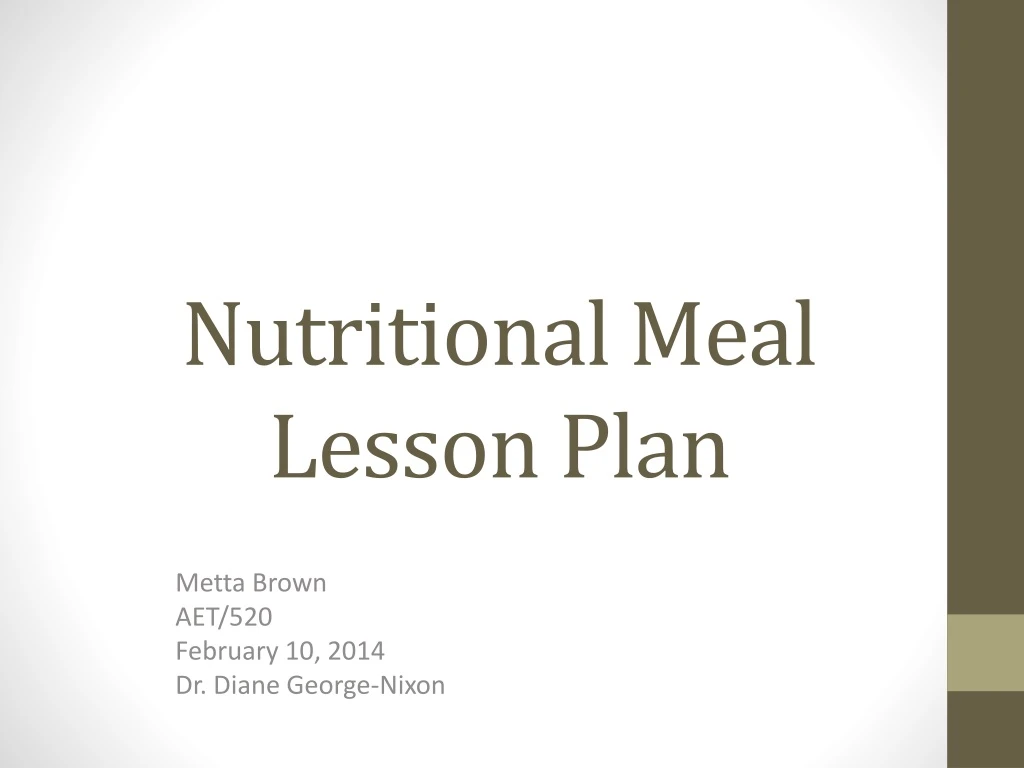 nutritional meal lesson plan