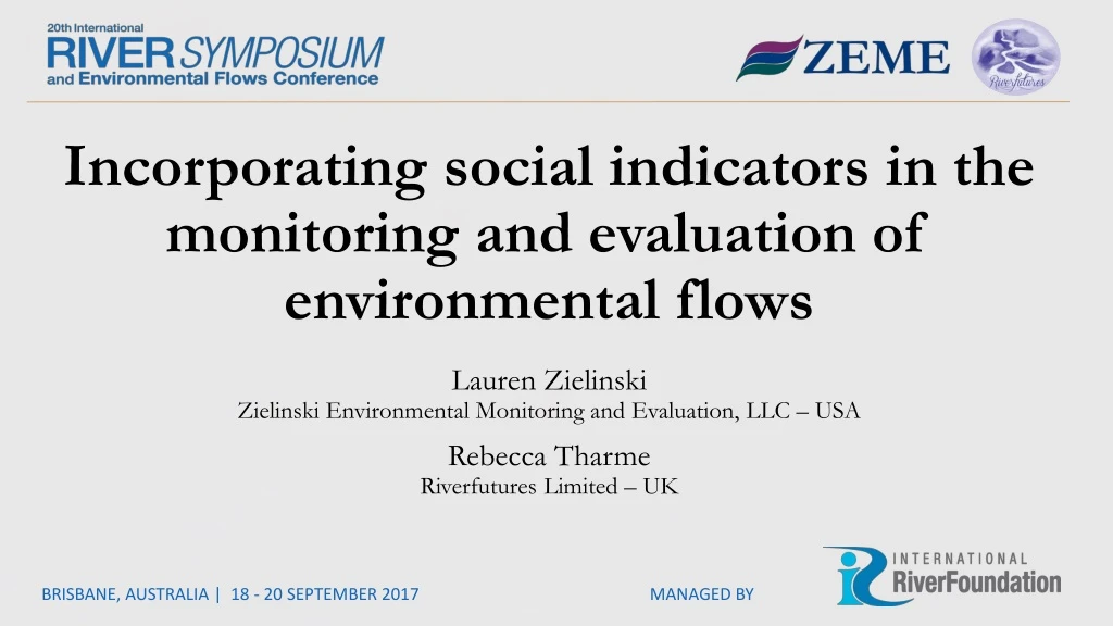 incorporating social indicators in the monitoring and evaluation of environmental flows