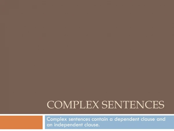 Complex sentences