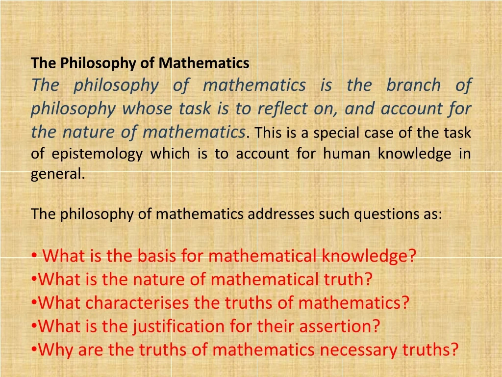 the philosophy of mathematics the philosophy