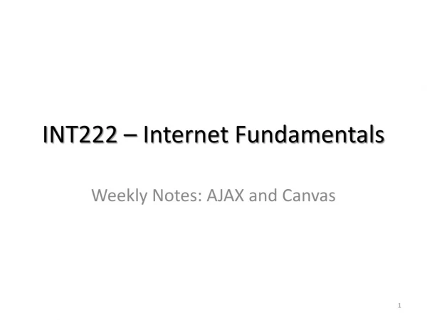 INT222 – Internet Fundamentals