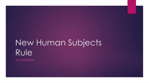 New Human Subjects Rule