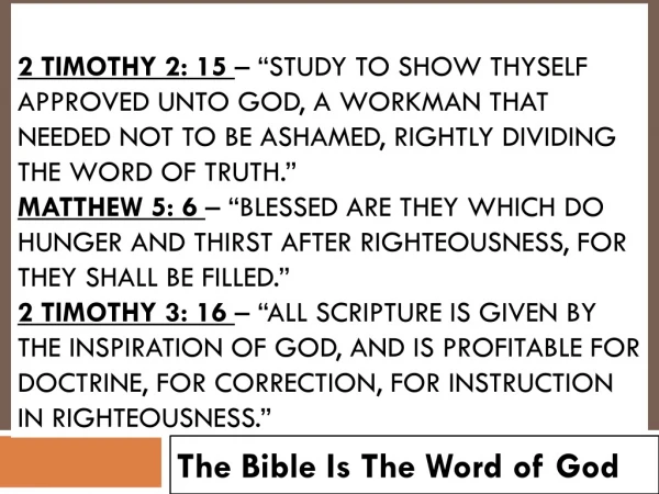 The Bible Is The Word of God