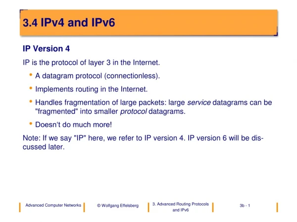 3.4 IPv4 and IPv6