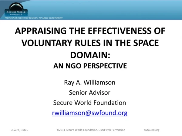 APPRAISING THE EFFECTIVENESS OF VOLUNTARY RULES IN THE SPACE DOMAIN: AN NGO PERSPECTIVE