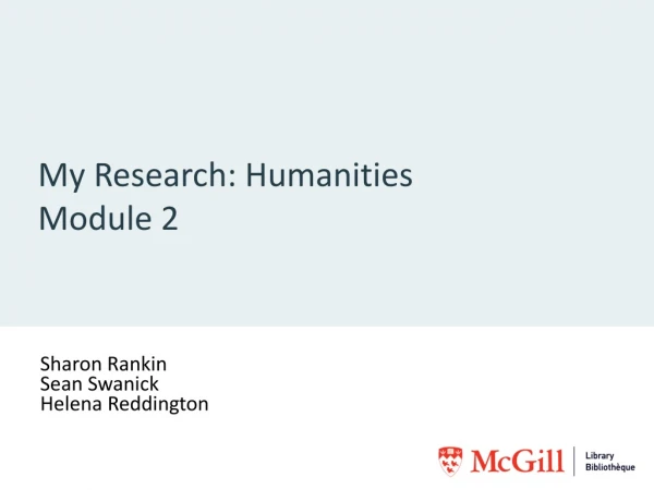 My Research: Humanities Module 2