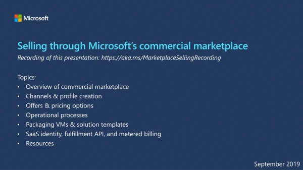 Selling through Microsoft’s commercial marketplace