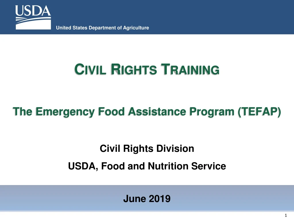 civil rights training the emergency food assistance program tefap